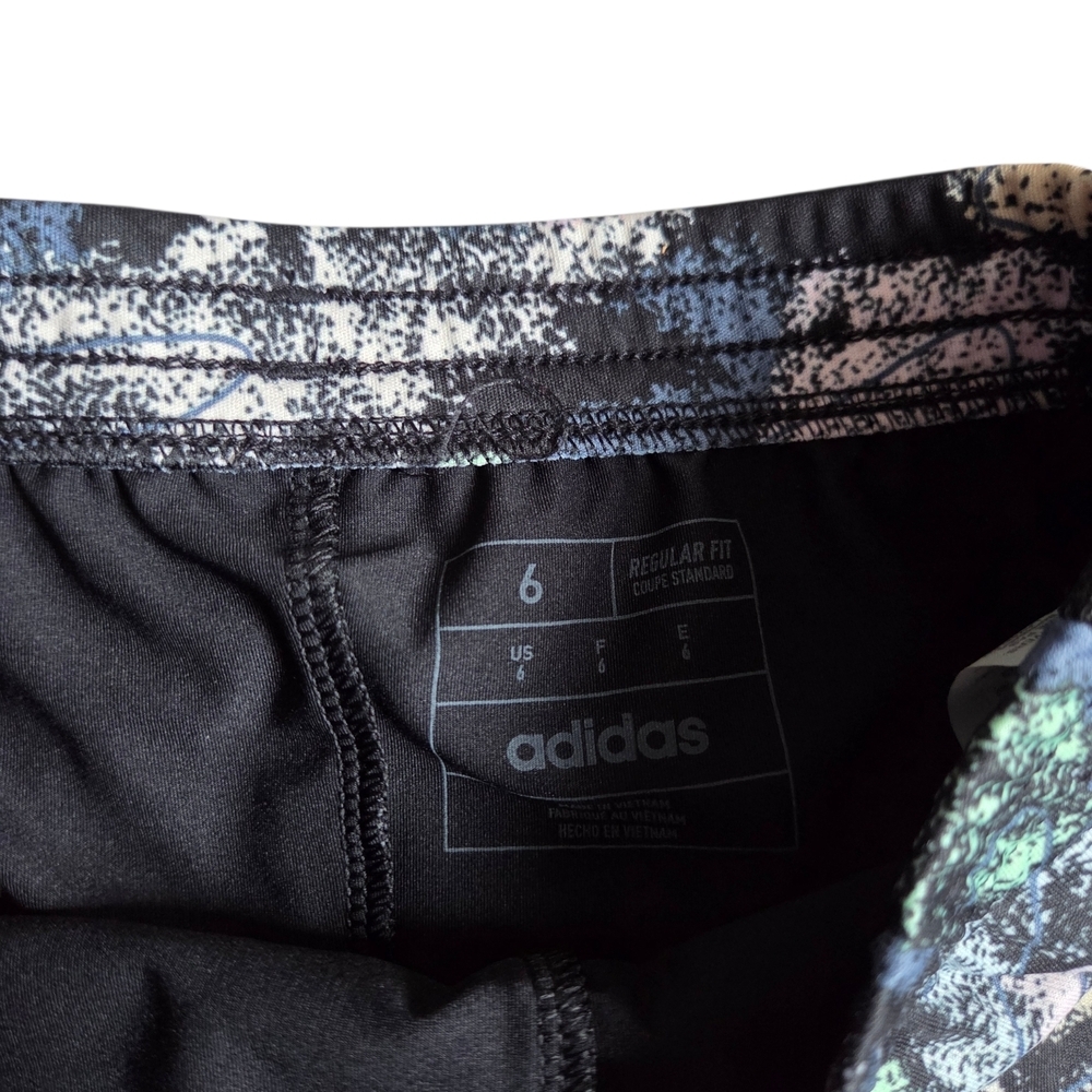 adidas Black Ruffle Skirt with Pastel Splash Print Girls 6 - Picture 5 of 5